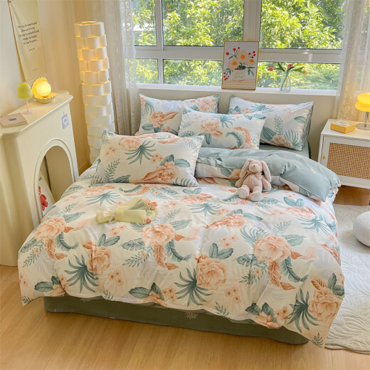 Fengyuru F1048 Pastoral Pastoral Series de algodón de algodón 2.0m Cama Conjunto de cuatro piezas (Unidad de precios: Set) Lanxi Estándar