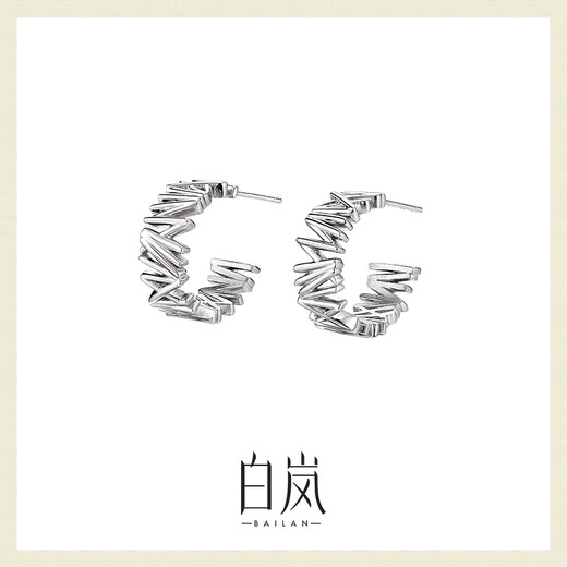 Bai Lan Pine Leaf Earrings 925 Silver Niche Earrings for Women Exquisite Fashion Temperament Niche Design Birthday Gift for Wife Pine Leaf Earrings - Silver