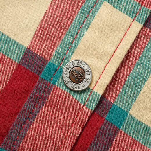 Levi's SilverTab new men's American retro plaid casual knitted shirt red and yellow L