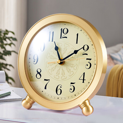 Hanshi (Hense) desk clock living room modern light luxury brass clock creative high-end desktop decoration clock HD1028 full digital dial