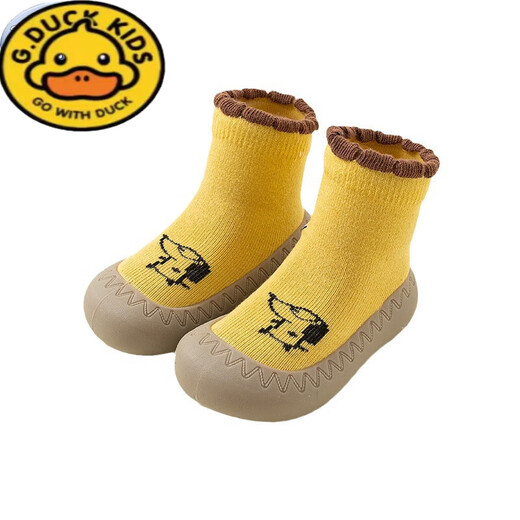 G.DUCKKIDS小黄鸭宝宝地板袜防滑隔凉软底鞋袜春秋冬季厚底儿童袜子鞋婴儿鞋 黄色小狗 23 (19~24个月)建议脚长13~13.5