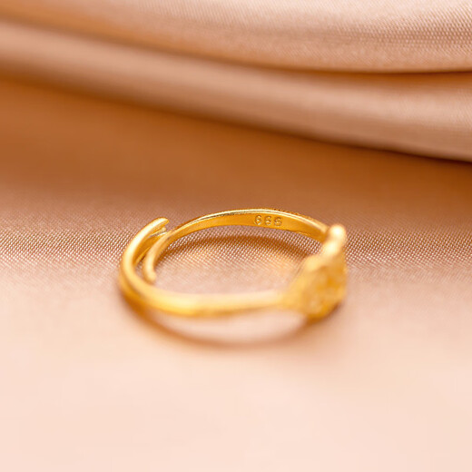 CAMPUSKINGLY Old Phoenix National Style Coin Gold Ring Women's Money String Pure Gold 999 Copper Coin Ring Ring Live Mouth Index Finger 0.01g Same Style Money Ring x Live Mouth