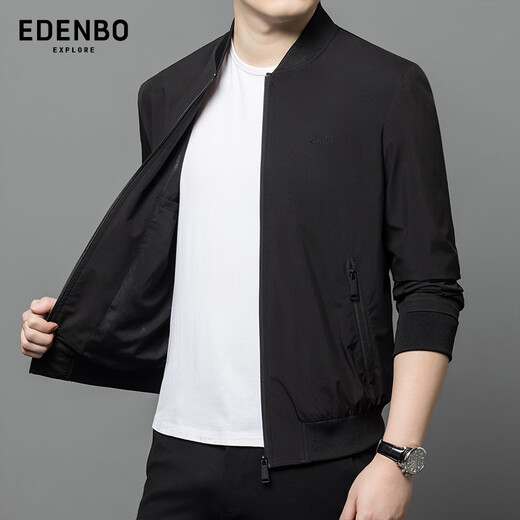 Edenbo autumn and winter casual jacket baseball collar business commuter jacket men's black 175/92A (XL)