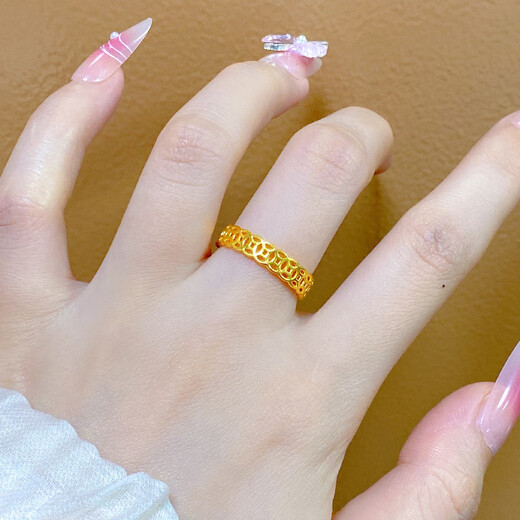 CAMPUSKINGLY old phoenix 999 gold coin copper coin ring women's money ring index finger ring fashionable and stylish same style for women