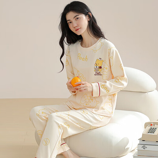 Yalu pijamas femenino puro algodón 2025 nuevo internet pajamas pajamas spring y otoño gran tamaño manga larga juego de ropa para el hogar nswr-01n9901 L [sugerido 100-120Jin [Jin equivale a 0.5 kg]]