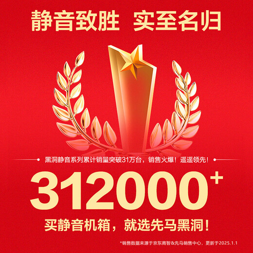 先马（SAMA）黑洞7 中塔吸音降噪台式电脑主机箱 支持ATX主板/宽体五金/标配3风扇4面吸音棉/背线/独立电源仓