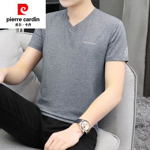 Pierre Cardin Día del Padre Summer Algodón puro Camiseta de manga corta para la blusa de blusa en V masculina Moda nueva Camisa de cuerpo delgado de hombres a media manga Día del padre Regalo del día del padre para papá Q694 White 2xl 135-150Jin [Jin equivale a 0.5 kg]