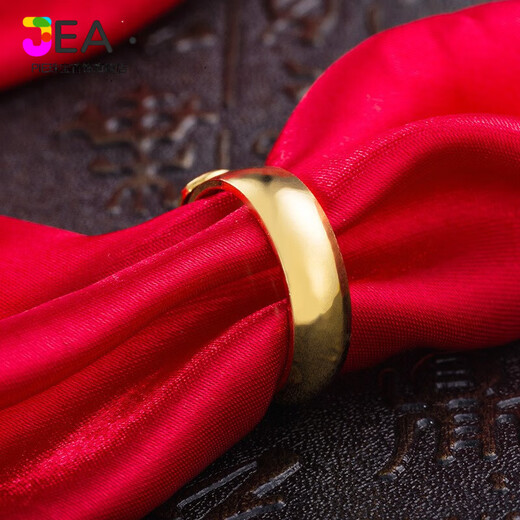 Jea.Pie boutique 2025 new 18k gold, ring men's Hong Kong duty-free gold 18K gold trendy glossy gold large size face width 7mm (suitable for men)