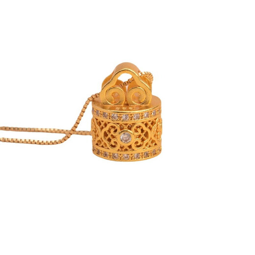 Library selected gold 999 pure gold 18k gold necklace Ruyi seal seal Fu word Passepartout pendant pendant clavicle chain for women W111