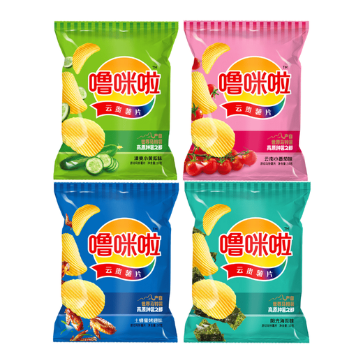 噜咪啦薯片50g*15袋(番茄味 +黄瓜味+烤翅味+海苔味)