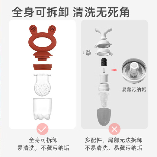 Haakaa baby teether bites and plays with fruits and vegetables and eats fruits artifact baby pacifier food supplement bite bag molar stick navy blue