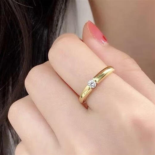 Canxian single diamond rose gold 18k non-fading moissanite ring female couple wedding washable ins trend light luxury single diamond - rose gold 676 No. 7