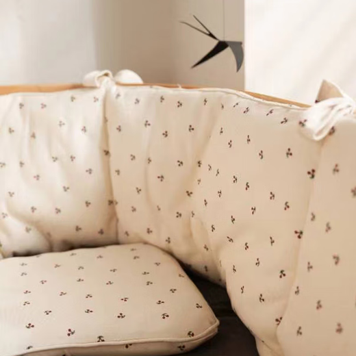 Forbest crib fence soft bag children's anti-collision soft bag spliced bed fence stall cloth bedside can be customized cherry knitted cotton length.360CM*height.45CM