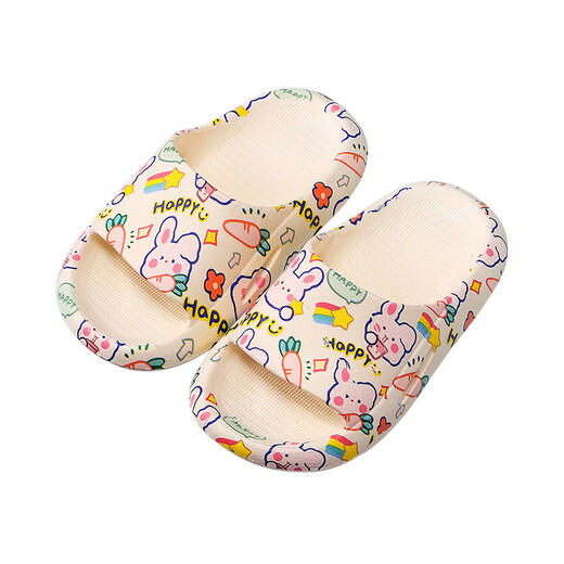 Cartoon printed children's slippers summer household soft-soled baby girl's slippers bathroom PVC boys' slippers comfortable pink bunny 26-27 (foot length 160mm)