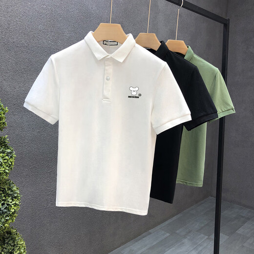 夏品丽透气棉男士POLO衫夏季宽松百搭帅T恤 3878#黑色 均码 xl 建议体重135-155斤