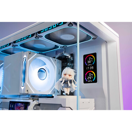 Patriot Xingcanlan Xingcan Xiaolan screen display version sea view room chassis e-sports game desktop computer main box 240 water-cooled MATX column-free full side transparent Xiaolan screen display white + Aurora Z13 fan 4 positive and 3 reverse