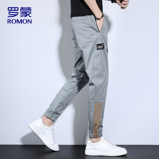 
ROMON (ROMON) pants for men summer loose ties casual pants for men sports pants trendy brand sweatpants for men gray XL