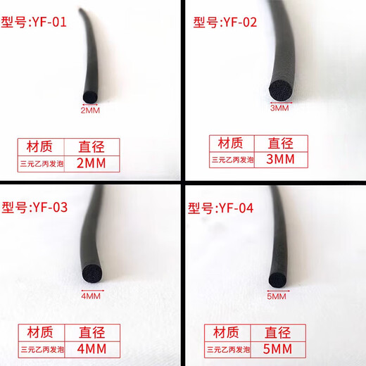 Wanzhuang 3-Yuan Foamed Round Stick Zylindrischer Schwamm O-förmiger Kesselstürme Abnormaler Geräuschstopfen leerer Gummi-Dpdm-Alterungsbeständiger Dichtungsstreifen 6169 Kleber