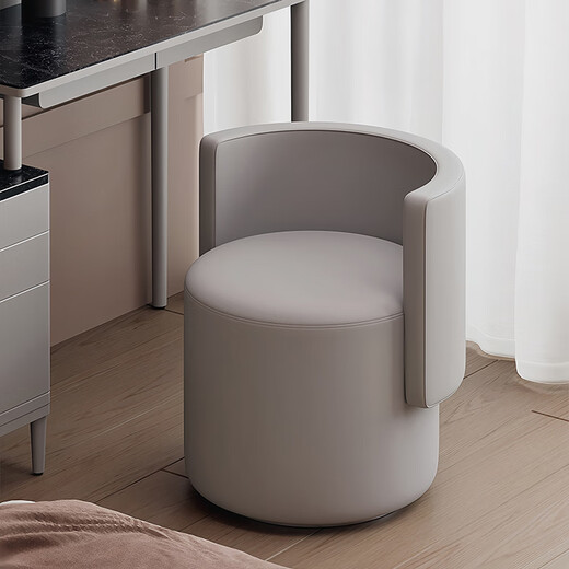 Tingshi Make-up Stuhl für Mädchen Schlafzimmer Leichte Luxus luxuriöser High-End-Hauptschlafzimmer Make-up Stuhl rotierende Dressing Stuhl Rückenlehne Schminktisch Stuhl [Schwenk] Off-weiße Ballettstuhl Leather