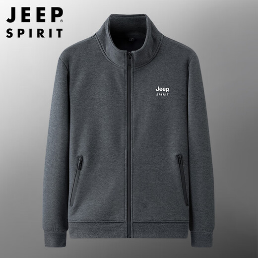 Jeep (Jeep) Marke Sweatshirts für Herren Frühling und Herbst Pure Cotton Cardigan Lose großer Stretch -Freizeit und bequemer Sporttuch 7027 Schwarze Jogginghose Flat Mund L.