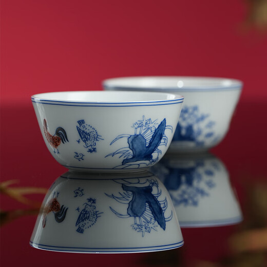 Tao Xichuan Jingdezhen ceramic tea cup antique collection Chinese style fighting color chicken cup high temperature white porcelain master cup high-end gift