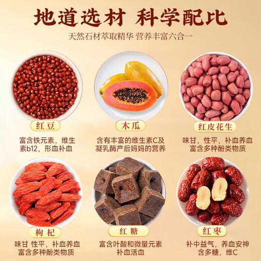 Wuhong -Suppe Wuhong rosa Bohnen, Wolfberry, Papaya, rotes Date mit Milch und postpartale rote Haut Erdnüsse, Wolfberry, brauner Zucker, rotes Datum [milchfrei] 2 Kisten * 60
