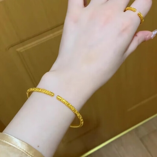 Mo Qianxue French Michelle gold hoop 18K gold bracelet women's open plain hoop bracelet fashion jewelry gold hoop bracelet