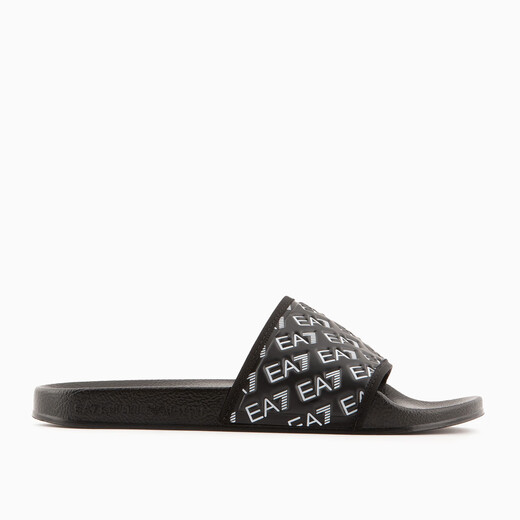 Armani/Armani EA7 Herren Fashion Logo Print Casual Flip Flops 7x000109 AF15125 Schwarz/Gold PC001 43