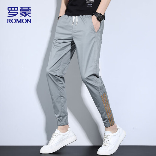 
ROMON (ROMON) pants for men summer loose ties casual pants for men sports pants trendy brand sweatpants for men gray XL