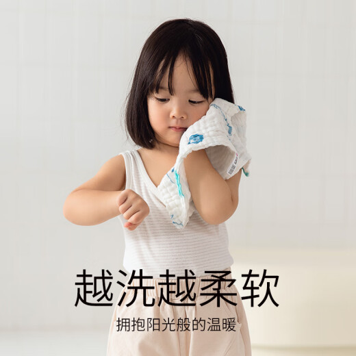 
Jieliya baby saliva towel pure cotton gauze towel children's face washing hands small square towel newborn supplies [50*25cm cartoon style] W11981 5 items