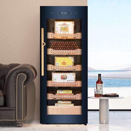 Vinocave cigar cabinet small household constant temperature and humidity control eggplant cultivation inverter compressor with fingerprint lock imported cedar wood box ammonia removal humidification cabinet remote display cabinet V5 smart frequency conversion + fashionable cigar cabinet upgraded version 200L