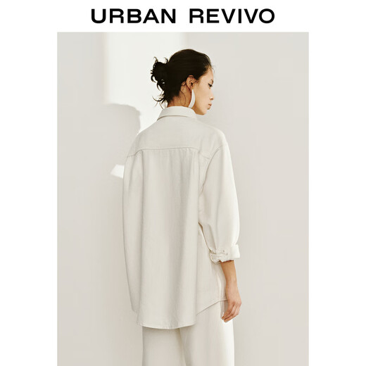 UR spring new women's fashion casual ultra-loose long-sleeved casual shirt UWH850029 white (loose) M (M-L)