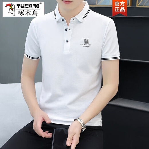 Holzspecker (Tucano) 2024 Sommer neues Männer-Polo-Hemd kurzärmelig Casual Paul Shirt Slim Chroirared Lapel T-Shirt Top Qy719 Black M.