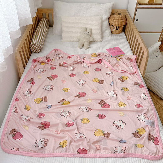 Abay Class A baby summer cool quilt newborn children ice silk blanket baby air conditioning quilt kindergarten cool knitted small quilt Fruit Panda Class A cool summer blanket machine washable 120x150cm 1-7 years old