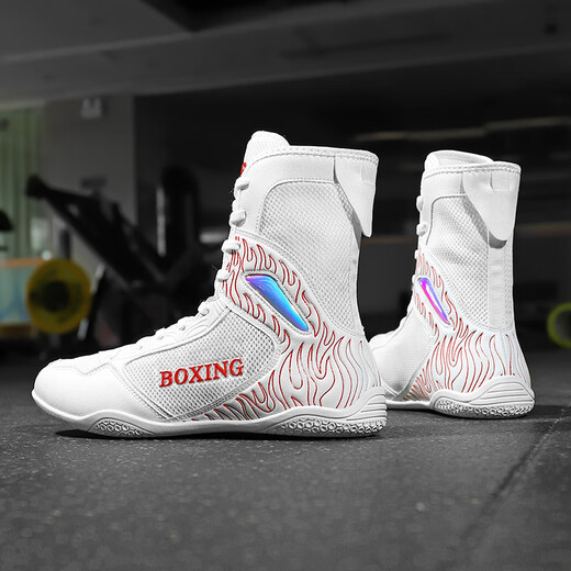 Sykelong professional boxing shoes for men fighting Sanda special shoes for indoor fitness training wrestling shoes high top free fighting shoes for women white 42