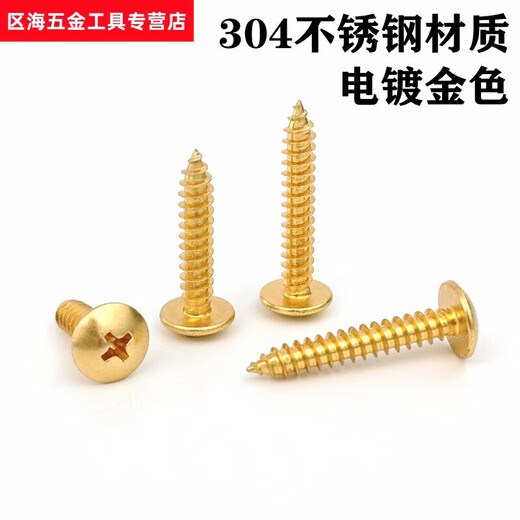 XMSJ金色304不锈钢大扁头自攻螺丝十字圆头木螺丝钉M3M4M5M6 M3*12200个
