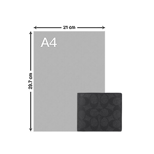CoaCH (COACH) Men's Practical Light Luxury Short Wallet Casual and Versatile Folding Wallet Card Package Gift for Boys Black and Gray CY394QBMI5