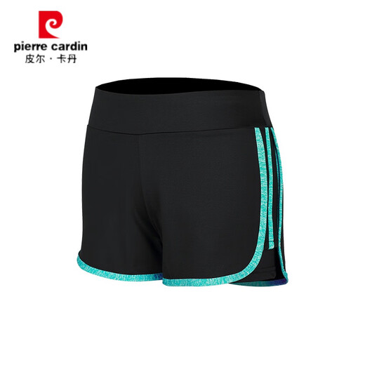 皮尔卡丹运动短裤女双层瑜伽健身短裤假两件跑步训练速干休闲防走光休闲裤 麻紫边假两件短裤 XL