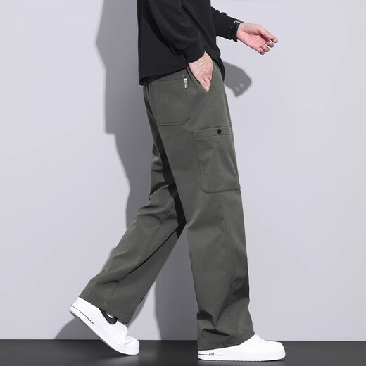 ROMON American fashion brand work pants men loose straight autumn and winter paratrooper pants 2025 spring and autumn new sports casual pants men 9856 black regular L size suitable for 110-130Jin [Jin equals 0.5 kg]