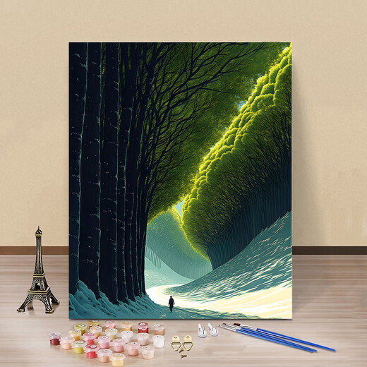 Dragon Sight Guérison paysage d'huile numérique peinture de bricolage à la main et à la guérison de style inscripteur de style inscripteur à la main Z-677 Espace oublié 30 * 40 Cadre intérieur + stylo pigment + crochet (sans bordure)