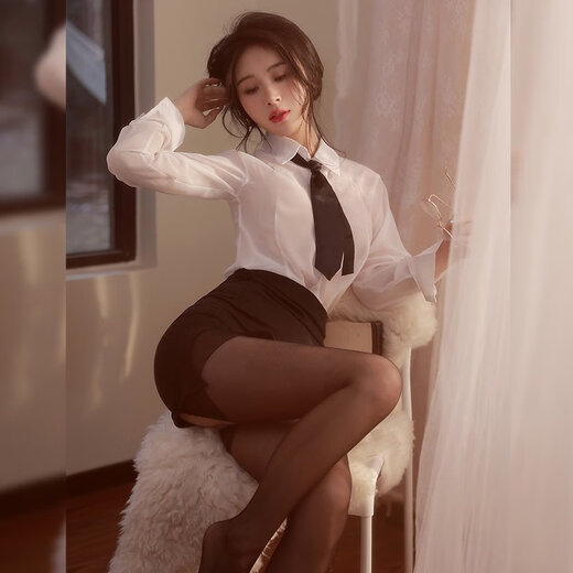 情感趣味睡衣情趣秘书制服火辣器情纯欲丝袜套装诱惑性感暴露女装 秘书+693睡裙 开档袜+黑丝袜 均码80-120斤