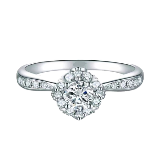 Guanpu Pavilion Fat Donglai's same style pt950 platinum moissanite diamond ring for women D color moissanite diamond proposal shining like stars and silver, thickened platinum 50 points D color moissanite, benchmarking South Africa No. 14