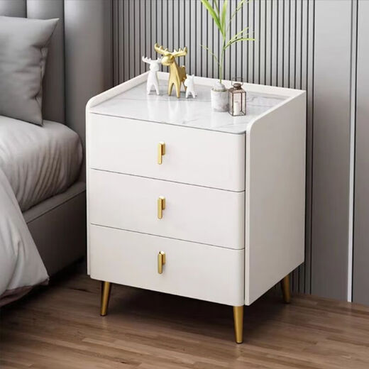 He Jiangong Smart Bedside-Bastedside Wood Multifunción Multifunción Moderia Moderna de noche simple Hogar Sala de estar de la casa Italiano F6623 Beige de madera maciza 50*40*60 Básico de roca blanca Losas de roca blanca básica