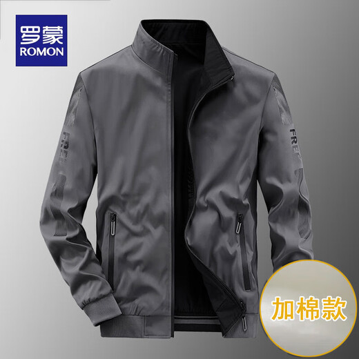 罗蒙新款男士外套春秋冬季衣服潮流双面穿棉服休闲棒球服时尚保暖夹克 9866雾蓝【常规款】 2XL 【推荐145-160斤】
