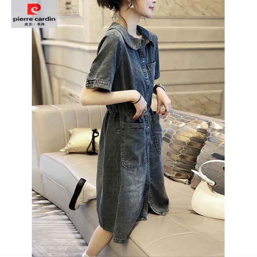 
Pierre cardin [1477 people praised] European station 2025 summer new loose large size denim dress for women mid-length picture color 9800 models 3XL 145-165Jin [Jin equals 0.5 kg]