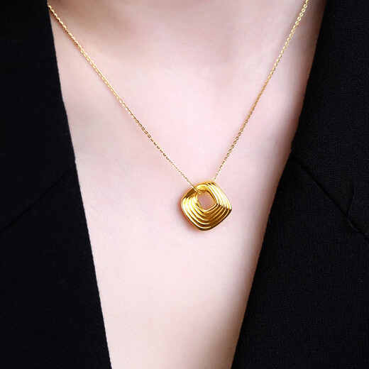 Chiba Jewelry 18K gold diamond double-sided 3D pendant Mobius simple fangyuan new holiday birthday gift for women