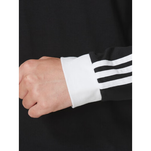 Adidas Clover Camiseta de manga larga Camiseta Hombres 2025 Autumn New Sportswear Round Neck Top Casual Top IA4877 Black XS