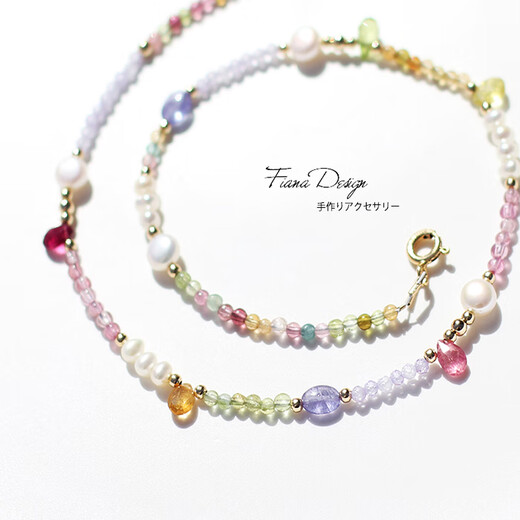 Li Shen original design natural macaron tourmaline pink tourmaline tanzanite peridot freshwater pearl beaded tourmaline necklace custom adjustable necklace