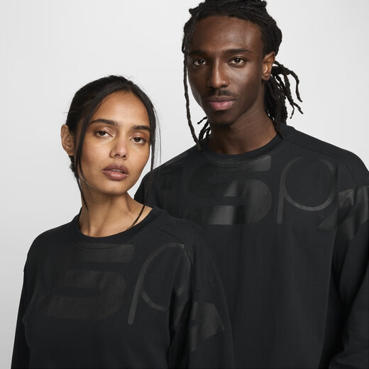 耐克（NIKE）官方ISPA男女长袖上衣情侣纯棉休闲运动叠搭舒适FJ7375 010黑/黑 L