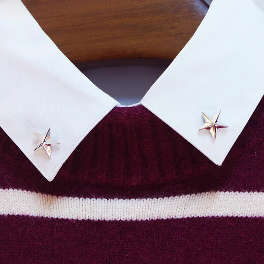 SHIJUN men's light luxury suit brooch gold-plated simple corsage shirt collar button-down collar pin five-pointed star badge cufflink gold one velvet box